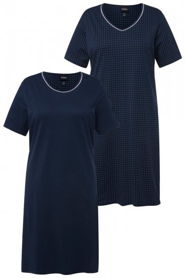 Ulla Popken 819289 Kortärmat nattlinne 2-pack Mörkblå - Nattlinnen - 