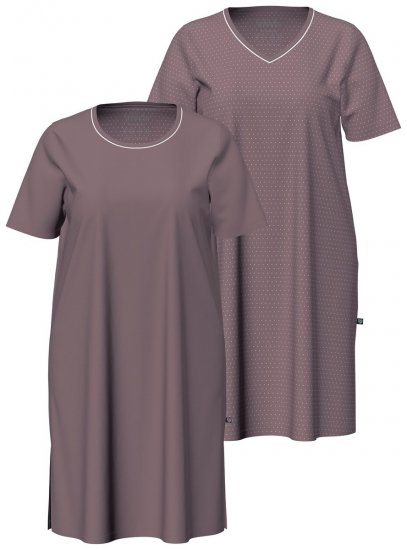 Ulla Popken 819289 Kortärmat nattlinne 2-pack Brun - Nattlinnen - 