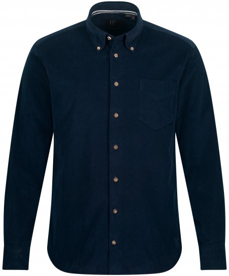 JP1880 Modern Fit Buttoned Collar Cotton Shirt Navy Blue - Skjortor - Stora skjortor - 2XL-8XL
