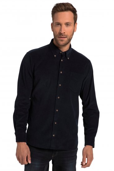 JP1880 Modern Fit Buttoned Collar Cotton Shirt Navy Blue - Skjortor - Stora skjortor - 2XL-8XL