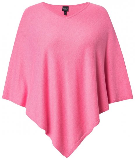 Ulla Popken 820512 Stickponcho i ullmix med V-ringning Ljusrosa - Ponchos & capes - 