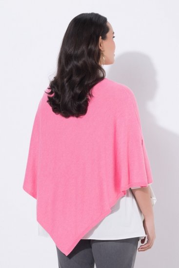 Ulla Popken 820512 Stickponcho i ullmix med V-ringning Ljusrosa - Ponchos & capes - 