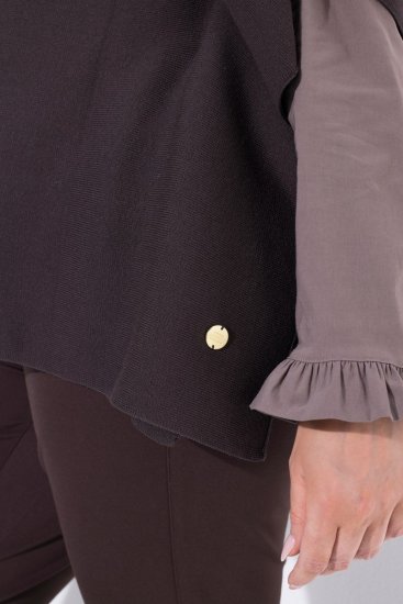 Ulla Popken 820620 Ponchotröja med polokrage Mahognybrun - Ponchos & capes - 