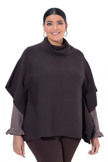 Ulla Popken 820620 Ponchotröja med polokrage Mahognybrun - Ponchos & capes - 