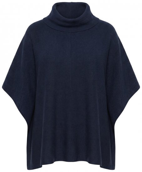 Ulla Popken 820620 Ponchotröja med polokrage Mörkblå - Ponchos & capes - 