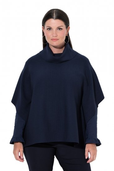 Ulla Popken 820620 Ponchotröja med polokrage Mörkblå - Ponchos & capes - 
