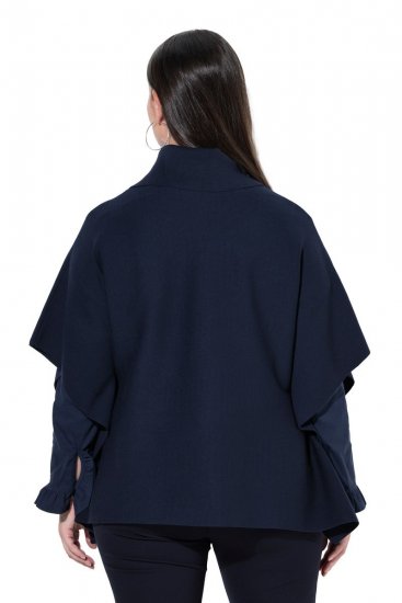 Ulla Popken 820620 Ponchotröja med polokrage Mörkblå - Ponchos & capes - 