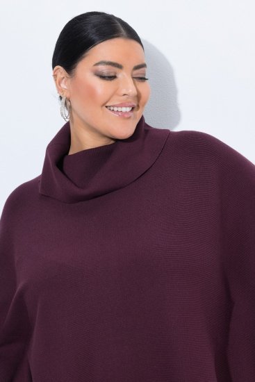 Ulla Popken 820620 Ponchotröja med polokrage Plommon - Ponchos & capes - 