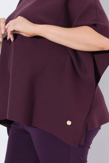Ulla Popken 820620 Ponchotröja med polokrage Plommon - Ponchos & capes - 