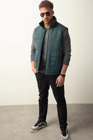 STHUGE 821232 Quiltad väst med dragkedja Olivgrön - Jackor - Stora jackor - 2XL-12XL