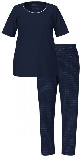 Ulla Popken 821244 Prickig pyjamas Mörkblå - Pyjamas/Loungewear - 