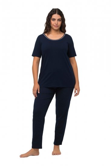 Ulla Popken 821244 Prickig pyjamas Mörkblå - Pyjamas/Loungewear - 