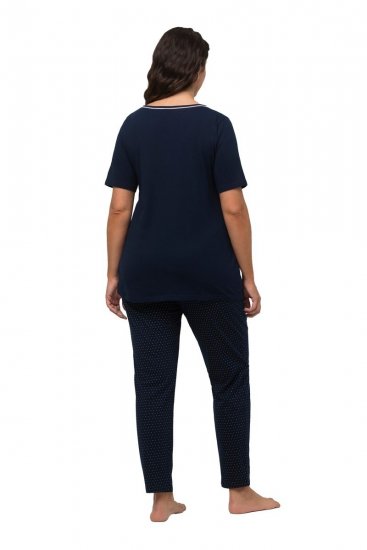 Ulla Popken 821244 Prickig pyjamas Mörkblå - Pyjamas/Loungewear - 