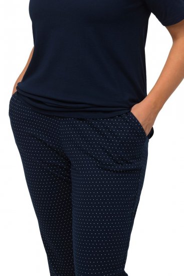 Ulla Popken 821244 Prickig pyjamas Mörkblå - Pyjamas/Loungewear - 