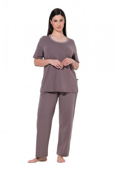 Ulla Popken 821244 Prickig pyjamas Brun - Pyjamas/Loungewear - 