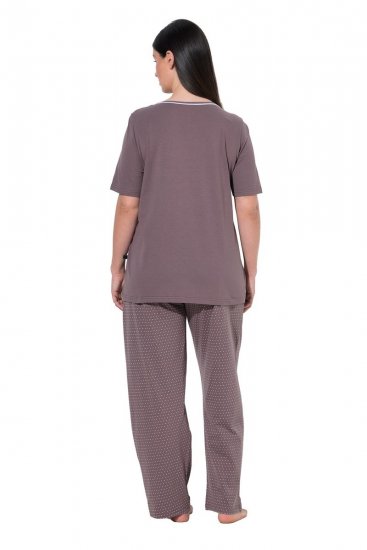 Ulla Popken 821244 Prickig pyjamas Brun - Pyjamas/Loungewear - 