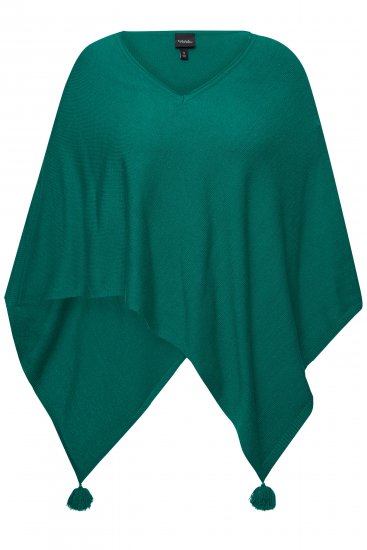 Ulla Popken Knit Pointed Hem Poncho Emerald Green - Collegetröjor & hoodies - 