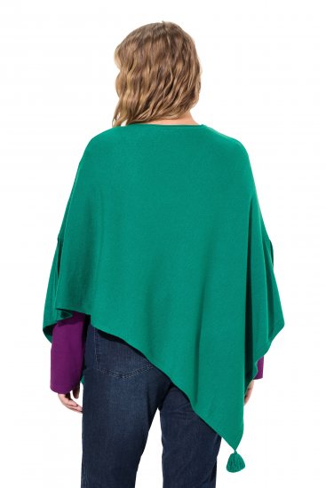 Ulla Popken Knit Pointed Hem Poncho Emerald Green - Collegetröjor & hoodies - 