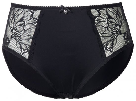 Ulla Popken 822864 Blommiga trosor med spets Svart - Trosor - 