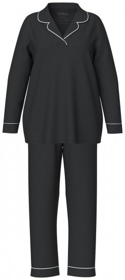 Ulla Popken 823030 Pyjamas med skjortkrage Svart - Pyjamas/Loungewear - 