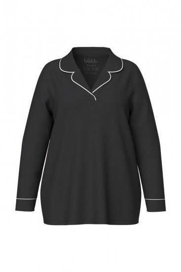 Ulla Popken 823030 Pyjamas med skjortkrage Svart - Pyjamas/Loungewear - 