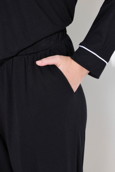 Ulla Popken 823030 Pyjamas med skjortkrage Svart - Pyjamas/Loungewear - 