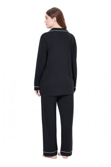 Ulla Popken 823030 Pyjamas med skjortkrage Svart - Pyjamas/Loungewear - 