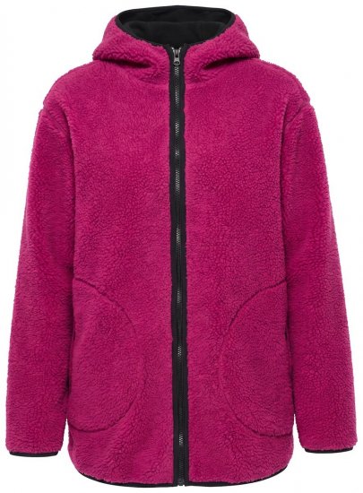 Ulla Popken 823371 Teddyjacka med huva och quiltade fickor Fuchsia - Fleecekläder - 