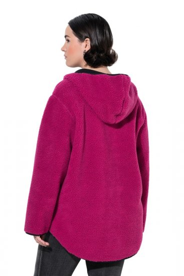Ulla Popken 823371 Teddyjacka med huva och quiltade fickor Fuchsia - Fleecekläder - 