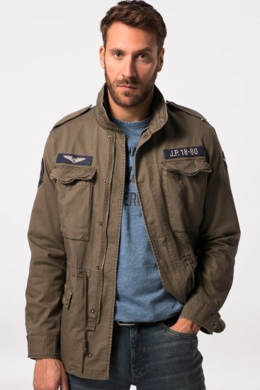 JP1880 Field Jacket with Badges Vintage Look TALL Moss Green - TALL jackor - TALL jackor med extra ärmlängd