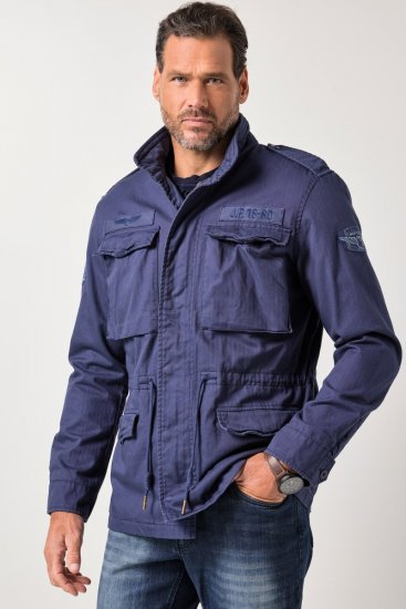 JP1880 Field Jacket with Badges Vintage Look Light Azure Blue - Jackor - Stora jackor - 2XL-12XL