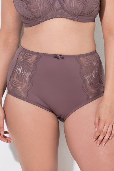 Ulla Popken 825788 Trosor med hög midja och spets Brun - Trosor - 