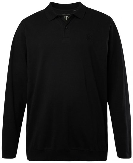JP1880 827115 Långärmad pikétröja med magpassform Svart - Pikétröjor - Stora pikétröjor - 2XL-8XL