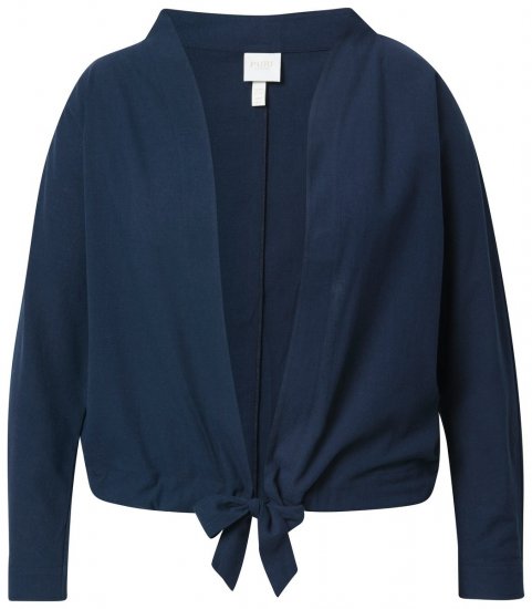 Ulla Popken 827116 Bolero med ståkrage i linnemix Mörkblå - Boleros - 