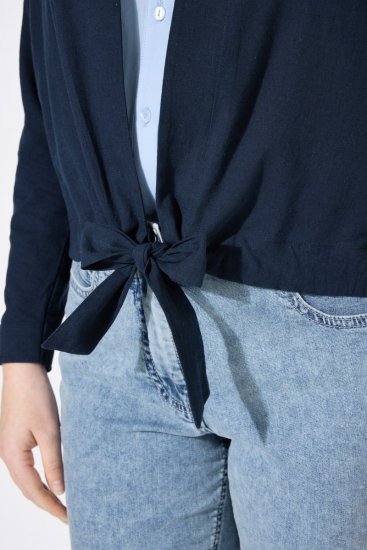 Ulla Popken 827116 Bolero med ståkrage i linnemix Mörkblå - Boleros - 