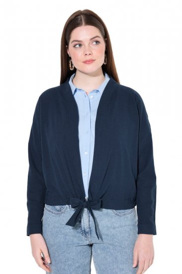Ulla Popken 827116 Bolero med ståkrage i linnemix Mörkblå - Boleros - 