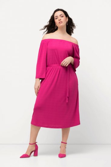 Ulla Popken 827740 Jerseyklänning med 3/4-ärm Rosa - Midiklänningar - Midiklänningar för dam i stora storlekar