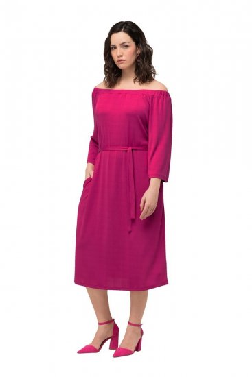 Ulla Popken 827740 Jerseyklänning med 3/4-ärm Rosa - Midiklänningar - Midiklänningar för dam i stora storlekar