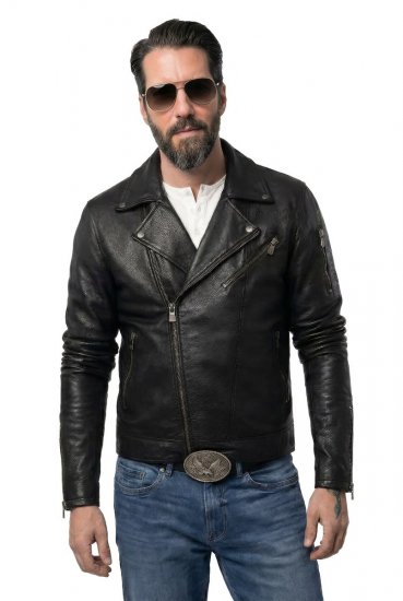 JP1880 830586 Bikerjacka i lammnappa Svart - Jackor - Stora jackor - 2XL-12XL