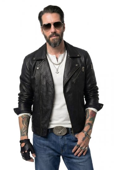 JP1880 830586 Bikerjacka i lammnappa Svart - Jackor - Stora jackor - 2XL-12XL