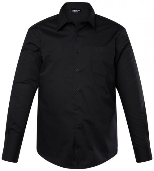Men+ 753 Långärmad Business-skjorta med klassisk krage Svart - Skjortor - Stora skjortor - 2XL-8XL