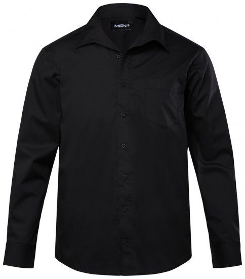 Men+ 757 Långärmad Business-skjorta med öppen krage Svart - Skjortor - Stora skjortor - 2XL-8XL
