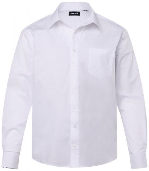 Men+ 757 Långärmad Business-skjorta med öppen krage Vit - Skjortor - Stora skjortor - 2XL-8XL