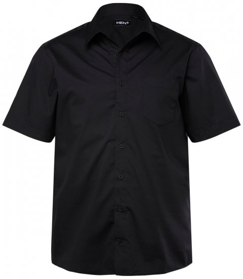 Men+ 758 Kortärmad Business-skjorta med öppen krage Svart - Skjortor - Stora skjortor - 2XL-8XL