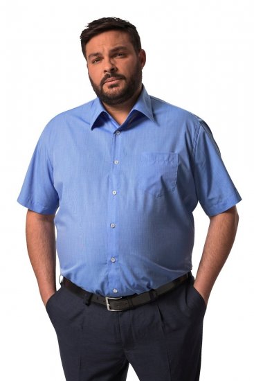 Men+ 758 Kortärmad Business-skjorta med öppen krage Ljusblå - Skjortor - Stora skjortor - 2XL-8XL