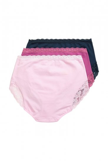 Ulla Popken 831866 Trosor med hög midja och spets 3-pack Mörkblå - Trosor - 
