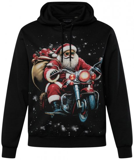 Men+ 100 Hoodie Tomte på motorcykel Svart - Tröjor & hoodies - Stora hoodies & tröjor - 2XL-14XL