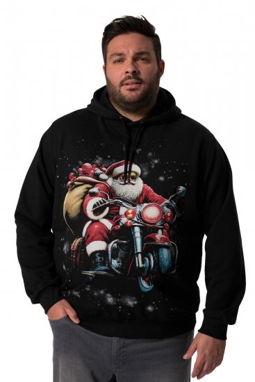 Men+ 100 Hoodie Tomte på motorcykel Svart - Tröjor & hoodies - Stora hoodies & tröjor - 2XL-14XL