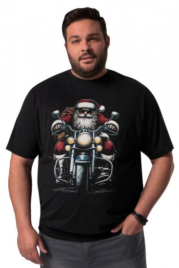 Men+ 148 T-shirt bellyfit Tomte på motorcykel Svart - T-shirts - Stora T-shirts - 2XL-14XL