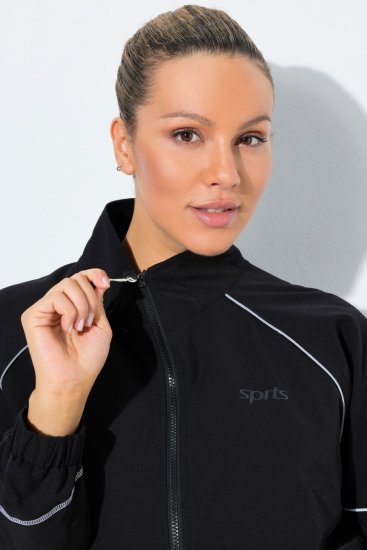 Ulla Popken 833237 Sportjacka med reflexdetaljer Svart - Jackor - Damjackor i stora storlekar